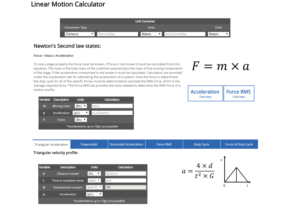 image of New Linear Motion Calculator
